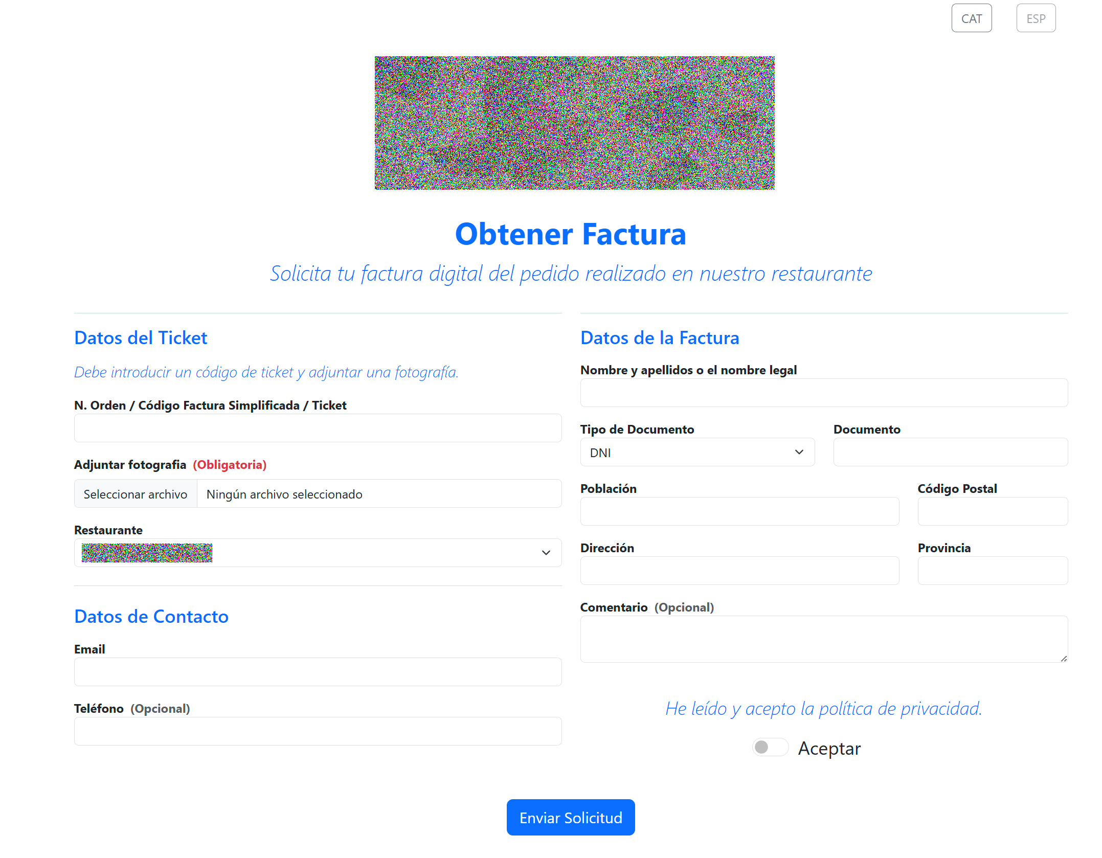 Web para pedir factura a partir de un ticket